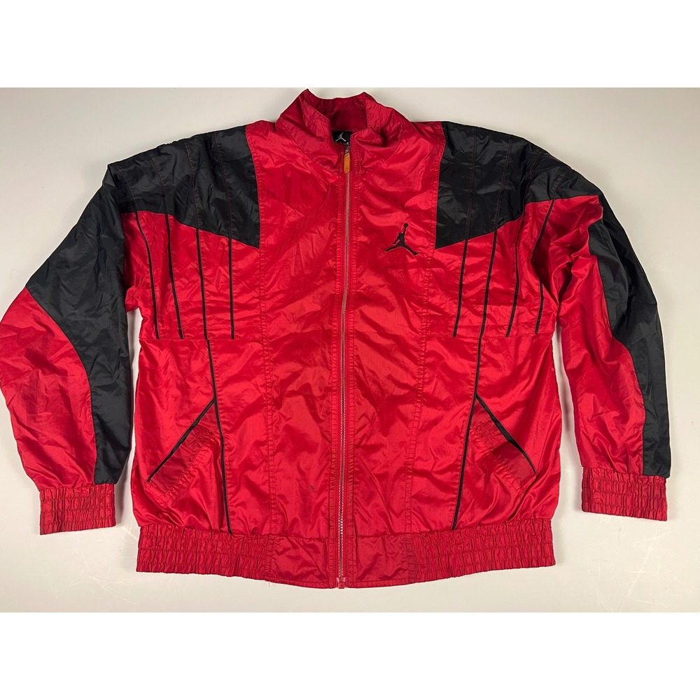 Jordan Track Jacket Full Zip Red Black Windbreaker Mens Large Retro Style